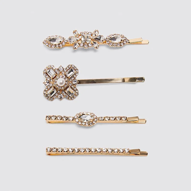 New ZA Flower Metal Crystal Hair Pins for Women Boho Cute Christmas Gifts Statement Hair Accessories Charm Hair Pins Wholesale - Окраска металла: 06