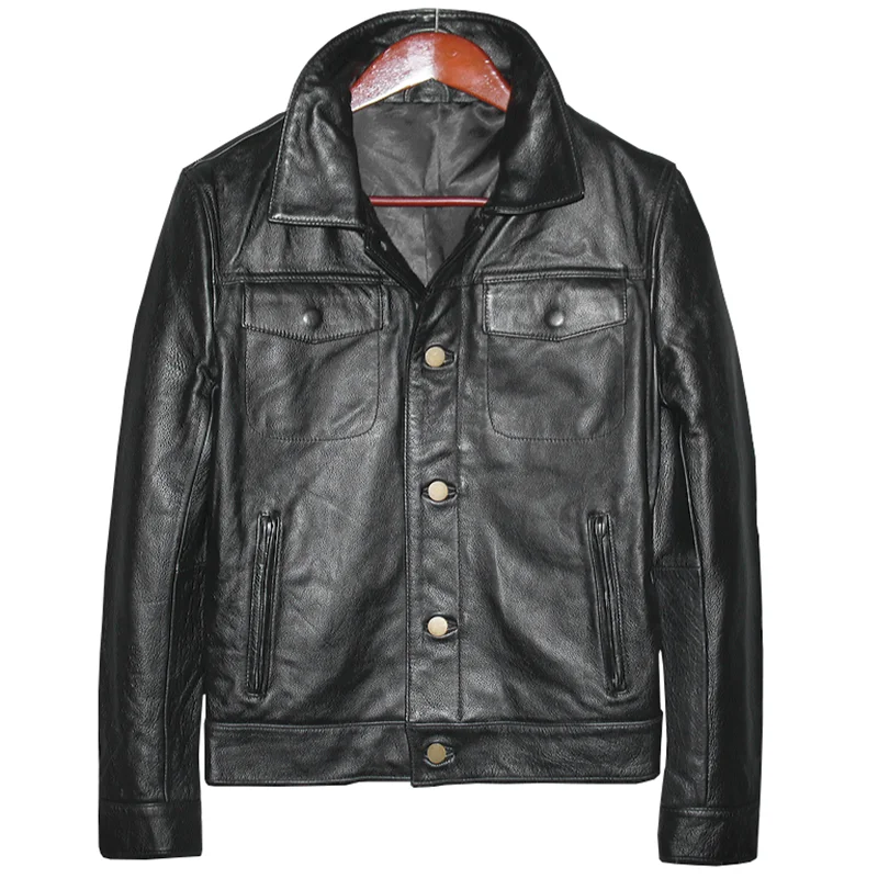 

2020 5XL Real Leather Jacket Coat Cow Leather Jackets Oversized European and American Style Natural Soft Leather Overcoats AA02