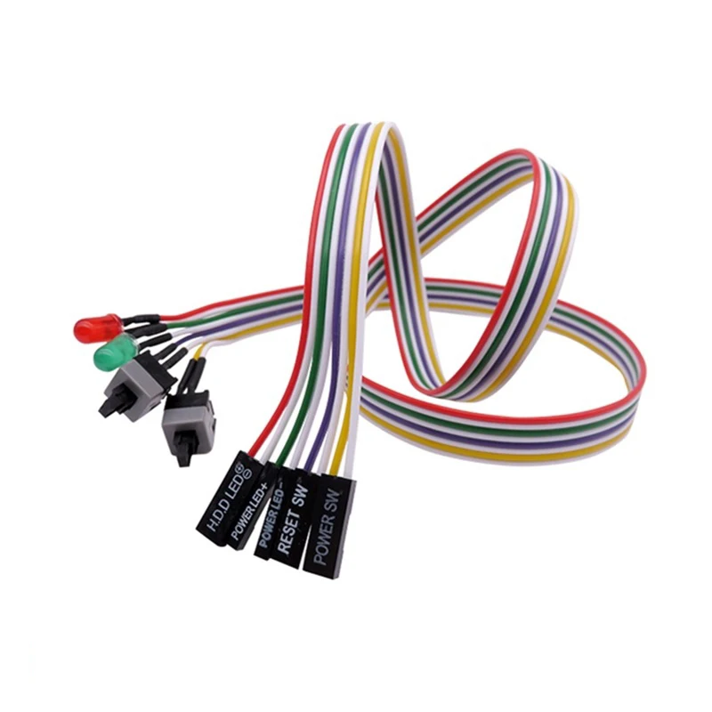 Docooler PC Power Cable 48cm 2 Pin SW Cable On//Off//Reset Push Button ATX Desktop Computer Case Motherboard Switch Wire