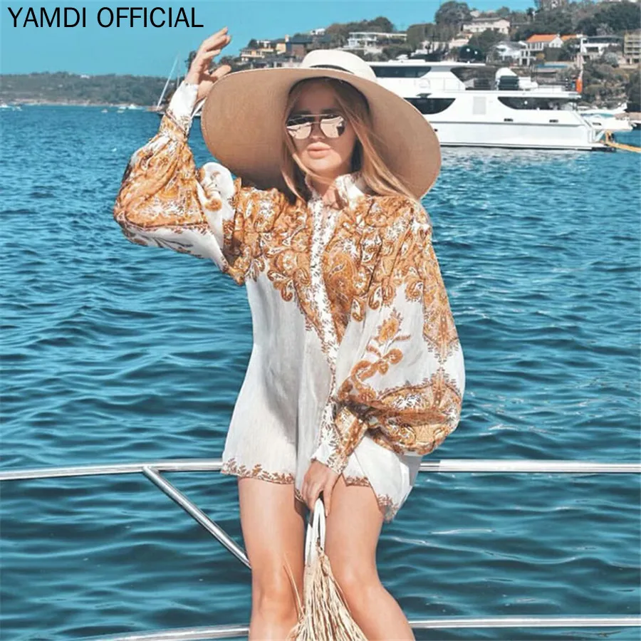YAMDI модный топ для подиума женская блуза с пышными рукавами Осенняя новая дизайнерская блузка с высоким воротом шикарный элегантный силуэт рубашка