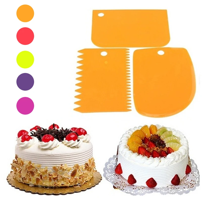 Миксер для теста для выпечки торта Скребок 3 шт./компл. Пластик Fondant(сахарная) Разные цвета инструменты для нанесения глазури Кондитерские