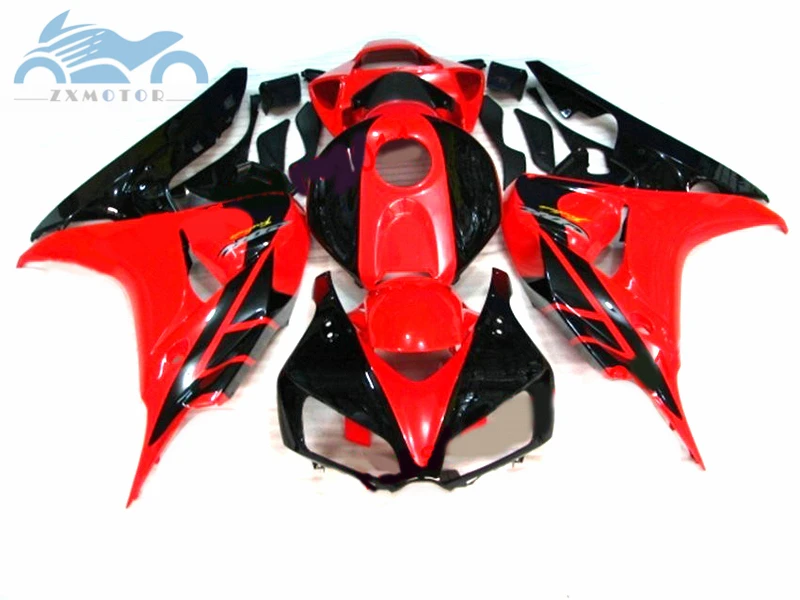 Комплект обтекателей впрыска, пригодный для Honda CBR 1000RR 2006 2007 CBR1000RR 06 07 красный черный рынок запчастей АБС обтекатели комплекты кузова XY12