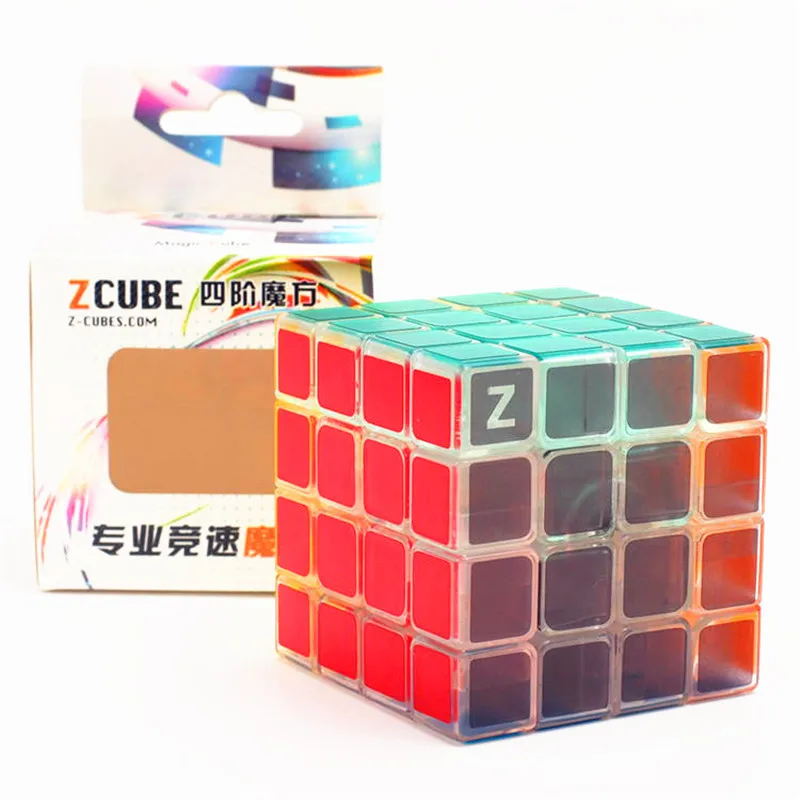 Red Sticker Zcube прозрачный 4x4x4 обучающий магический куб безопасный ABS Ультра-гладкий 4x4 скоростной Головоломка Куб детские игрушки подарок - Цвет: Red Sticker