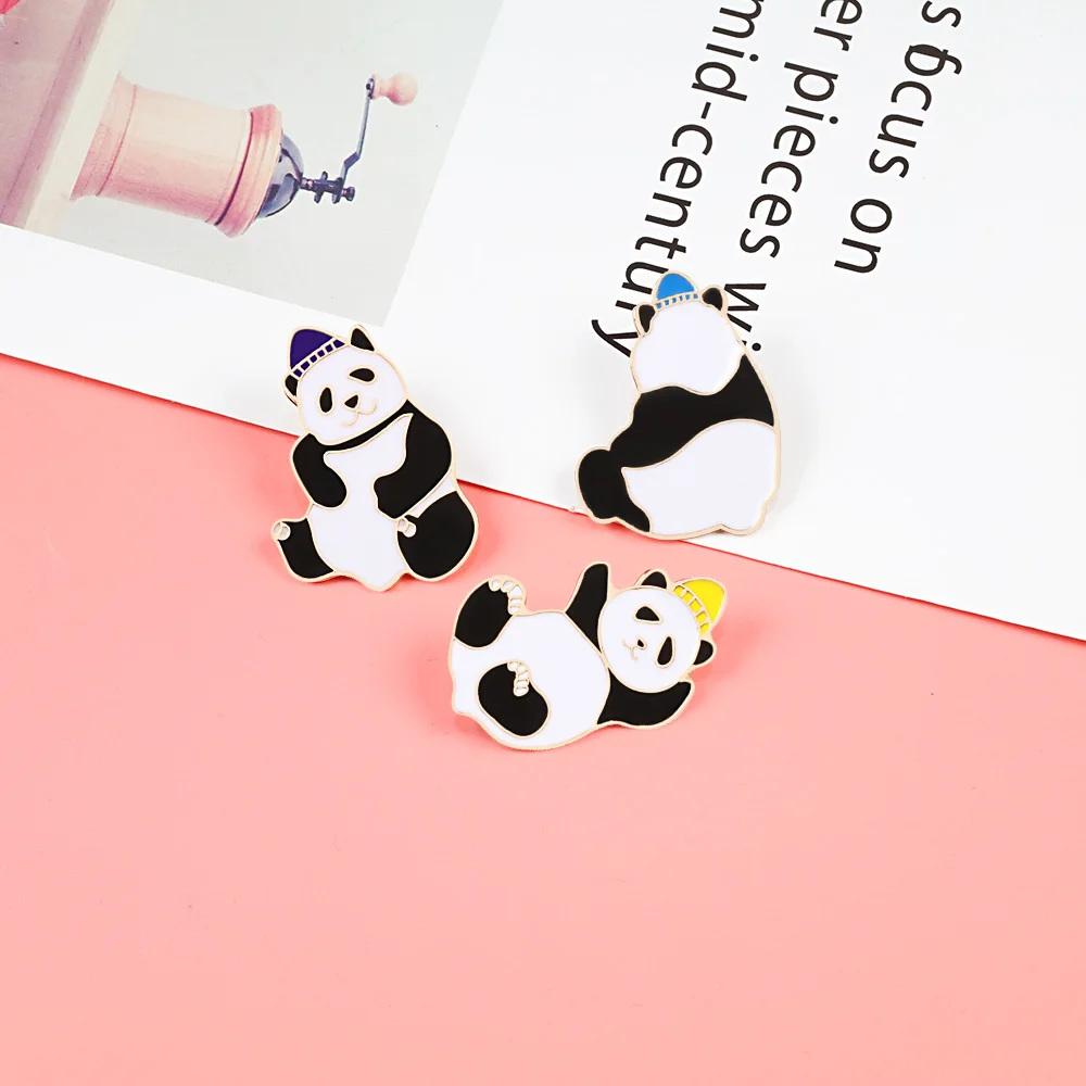 3 стиля панды эмалированные броши значок для женской одежды рюкзак нагрудные металлические булавки Милые Броши в виде животных подарок для детей ювелирные изделия