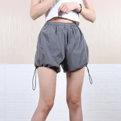 Высокое качество Женские Светоотражающие шорты подол шнурок ночной бег хип хоп Уличная горячие шорты женская повседневная одежда Бермуды