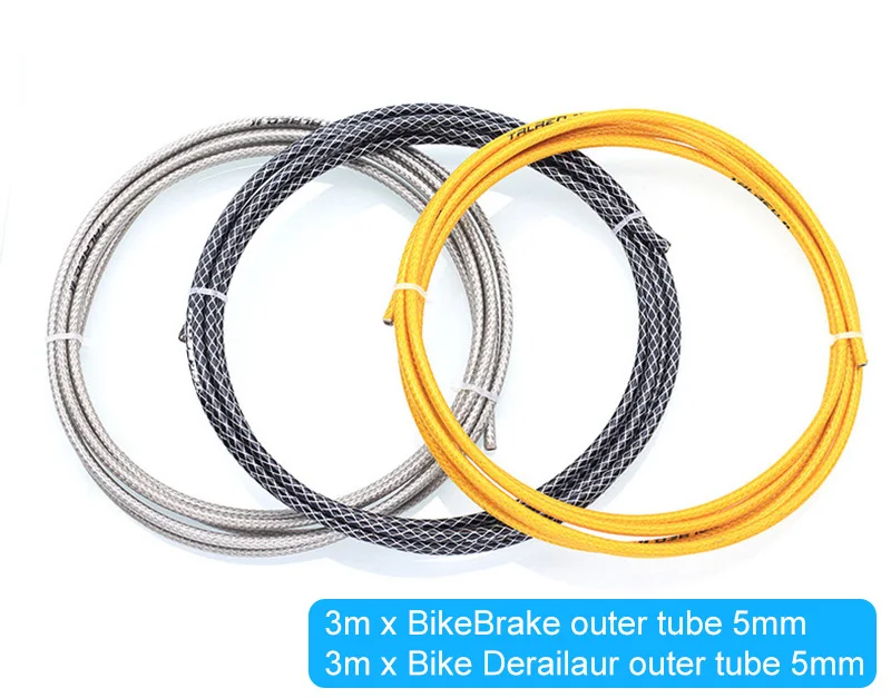 3 Meter 5mm Bicycle Brake Cable Housing Weaving with Aluminum End Caps Mountain MTB Bike Derailleur Line Pipe Tube Shifting Wire