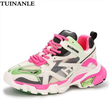 

TUINANLE Chunky Sneakers Women 2020 New 35-39 White Woman Platform Casual Shoes Breathable Soft Walking Shoes Mix Color Sneakers