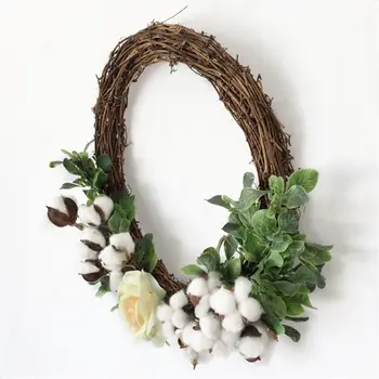

Artificial Flowers Cotton Rose Wreath Spring Wreath Outdoor for Front Door 517E