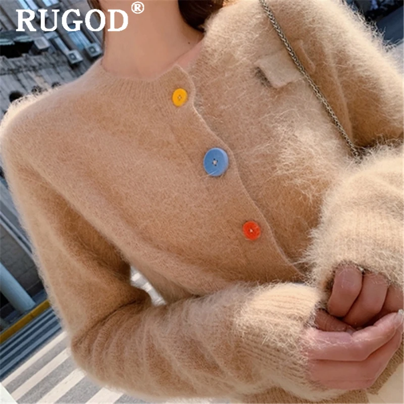 RIUGOD кашемировый кардиган женский элегантный однобортный длинный рукав узкий вязаный свитер пальто женское повседневное мягкое пальто auturm