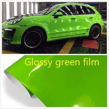 

Glossy green Vinyl Wrap Car motorcycle sticker Adhesive Air Release Bubble Decal Film Auto Cover styling Accessories