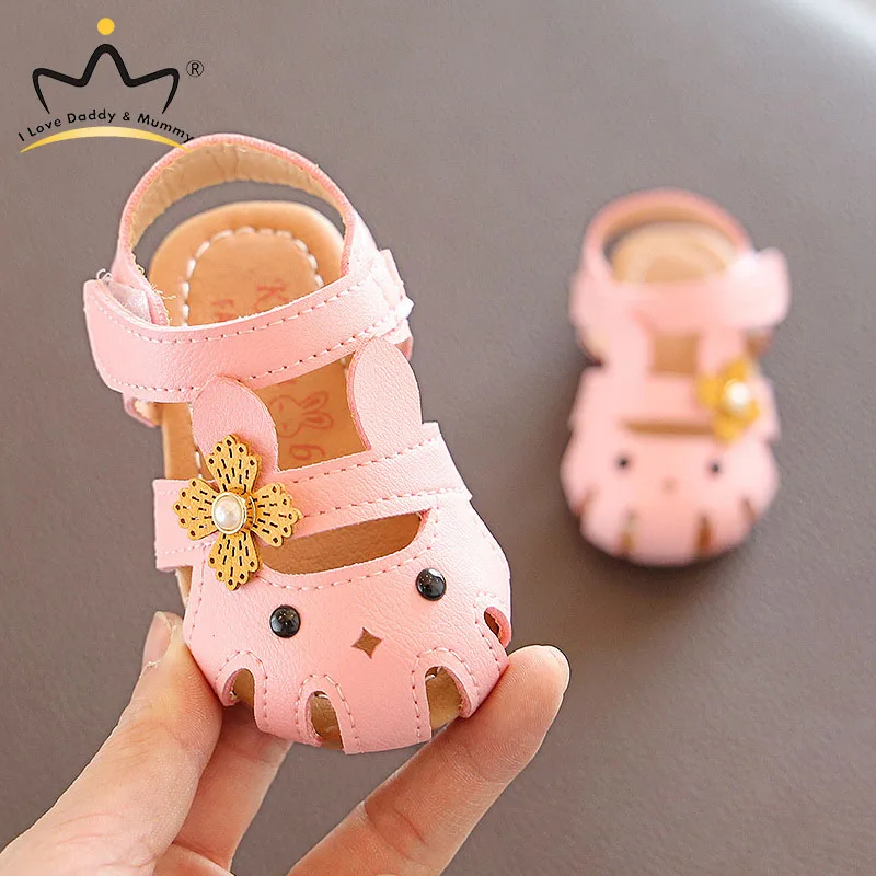 

Cute Rabbit Baby Girl Sandals Soft Leather Flower Cartoon Baby Sandals Non-slip Sole Infant Girls Shoes Outdoor Baby Shoes