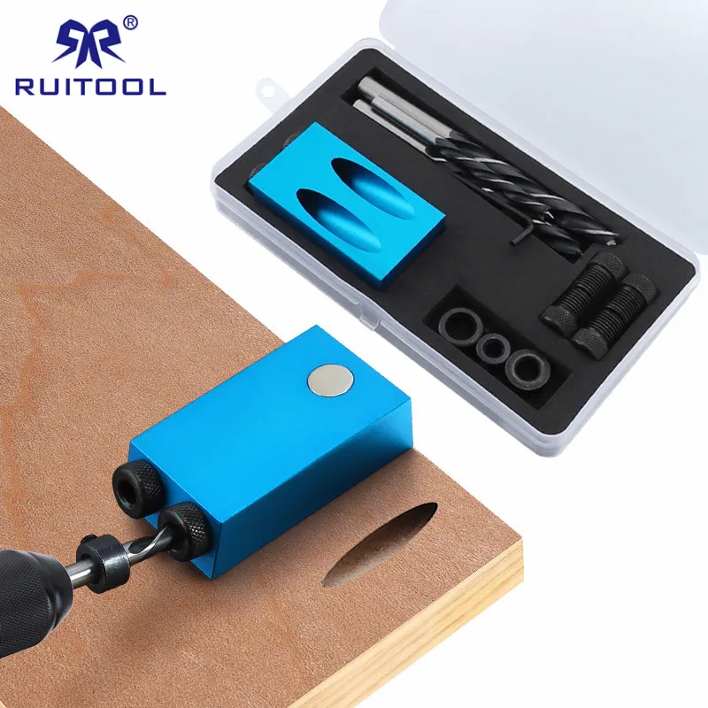 

Pocket Hole Jig 6 8 10mm Hole Drill Guide Magnetic Dowel Jig for Wood Jointing Woodworking Tool