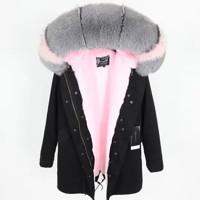 Модное женское пальто из натурального меха лисы с воротником из искусственного меха длинная парка свободное повседневное пальто зимняя куртка съемная - Цвет: long 15