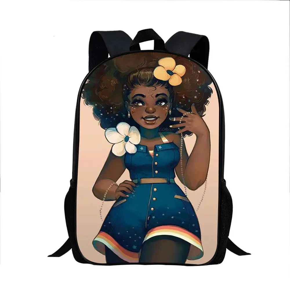 17 дюймов школьные сумки для детей мультфильм искусство африканская девочка печать школьная сумка-пакет Дети плечо книга сумки ранец - Цвет: Темно-синий