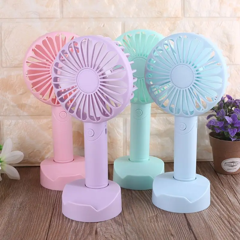 

USB or AAA Battery Powered Handheld Desk USB Fan with 3 Speed Cellphone Holder