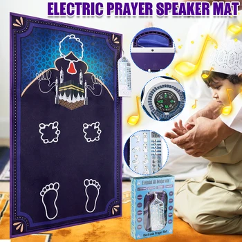 

110x70cm Muslim Electronic Prayer Carpet Mat Quran Speaker bluetooth Educational Blanket Mats Interactive Prayer MatIslamic