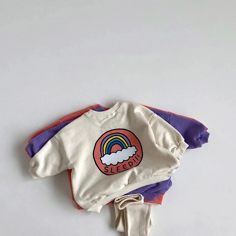 15.34US $ 40% OFF|MILANCEL Baby Clothes Rainbow Hoodies and Pants Baby Suit Korean Outfit| |   - Ali...