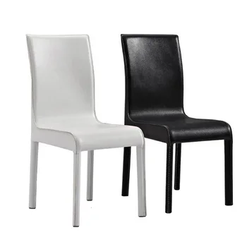 

Simple leather dining chair hotel dining room stool dining table chair office household black and white back chair