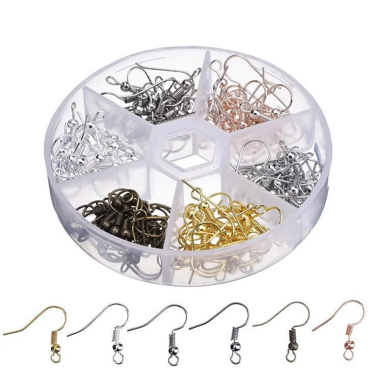 120pcs/lot Mixed DIY Earring Hooks Iron Hook Earwire Jewelry Findings 6 Colors silver,gold,rhodium,gun black,antique bronze