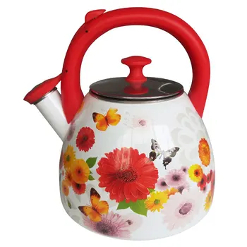 

Water Kettles Metalloni 0R-00001370 enameled teapot with a whistle teapots boil plastic handle warm up kitchen