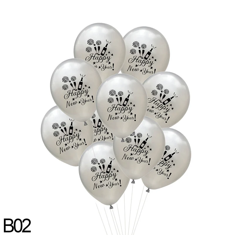 B02-10pcs Счастливый год Дети фольги конфетти для воздушного шара латексные шары черный баннер фото стенд рамка реквизит Рождество Свадебная вечеринка Декор - Цвет: B02-10pcs