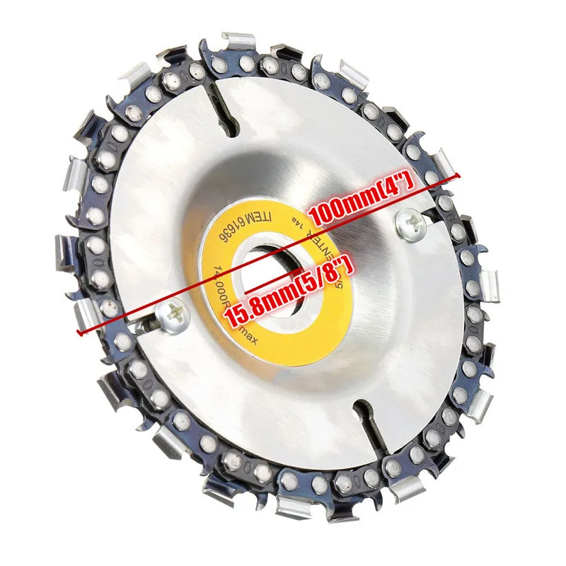 

22 Tooth 4 Inch Grinder Chain Disc Stainless Steel Fine Abrasive Cut Wood Carving Chain Plate For 4" 4-1/2" Angle Grinder Tool
