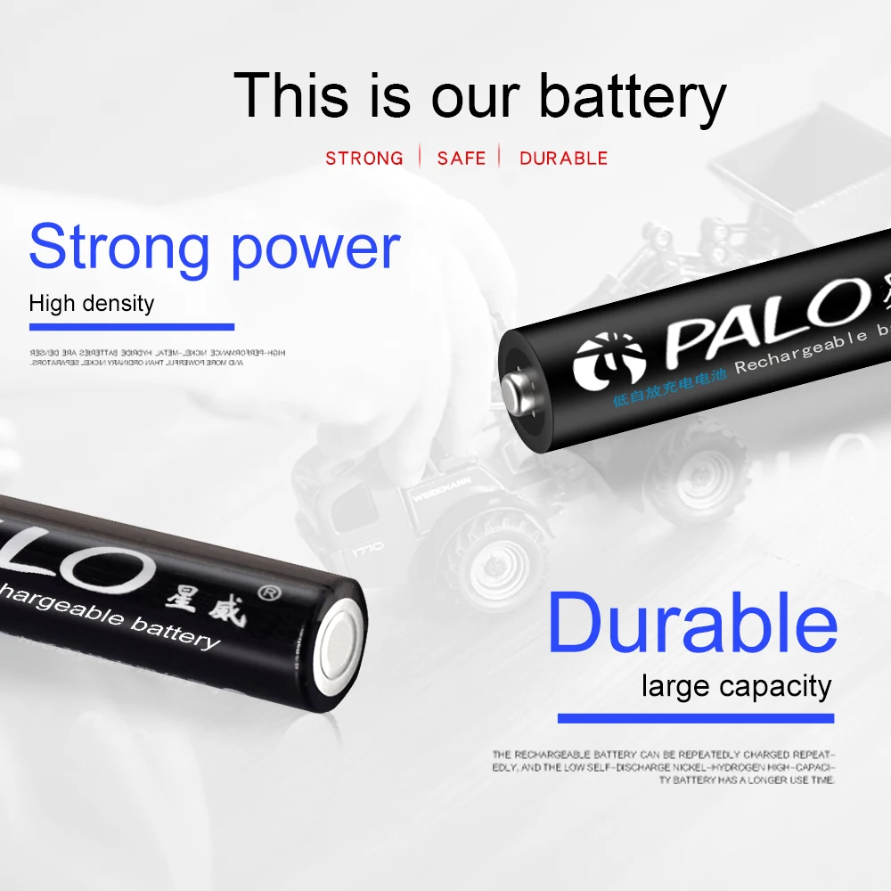 PALO 4 шт aaa перезаряжаемый аккумулятор+ зарядное устройство светодиодный 4 слота дисплей батареи зарядное устройство для AA/AAA rechargeable ni-mh перезаряжаемые батареи