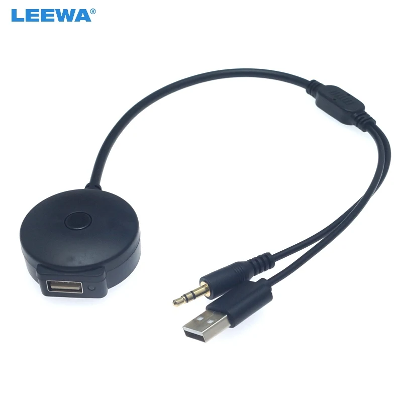 LEEWA 5set Car Wireless Bluetooth Module Receiver AUX 3.5 mm Jack & USB