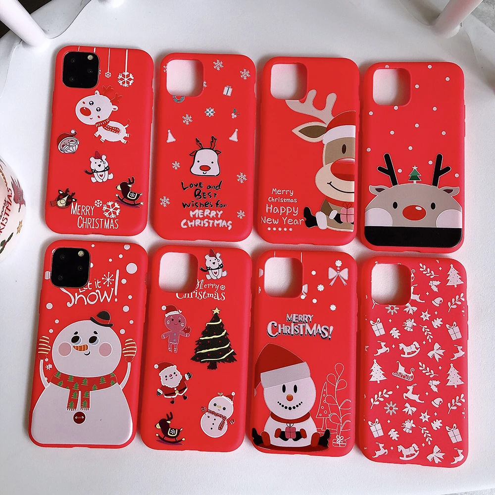 

Christmas Santa Claus snowflake deer Phone Case For iPhone 11 pro 5 5S 7 8 6 6SPlus X XR XS MAX Cover Soft TPU Capa Best Gift