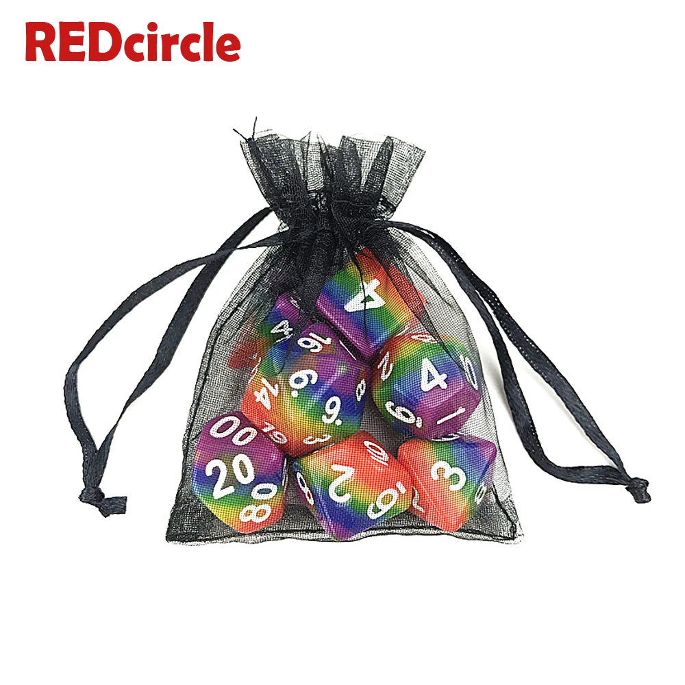 Абсолютно новые кости 7 шт./компл. радужные игральные d4 D6 D8 D10 D12 D20 для DnD Rpg игры в