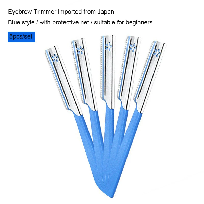 

Japanese Eyebrow Razor 5pcs/set Shaver With Protective Net Safe Novice Protection Stainless Steel Beginner Eyebrow Trimmer
