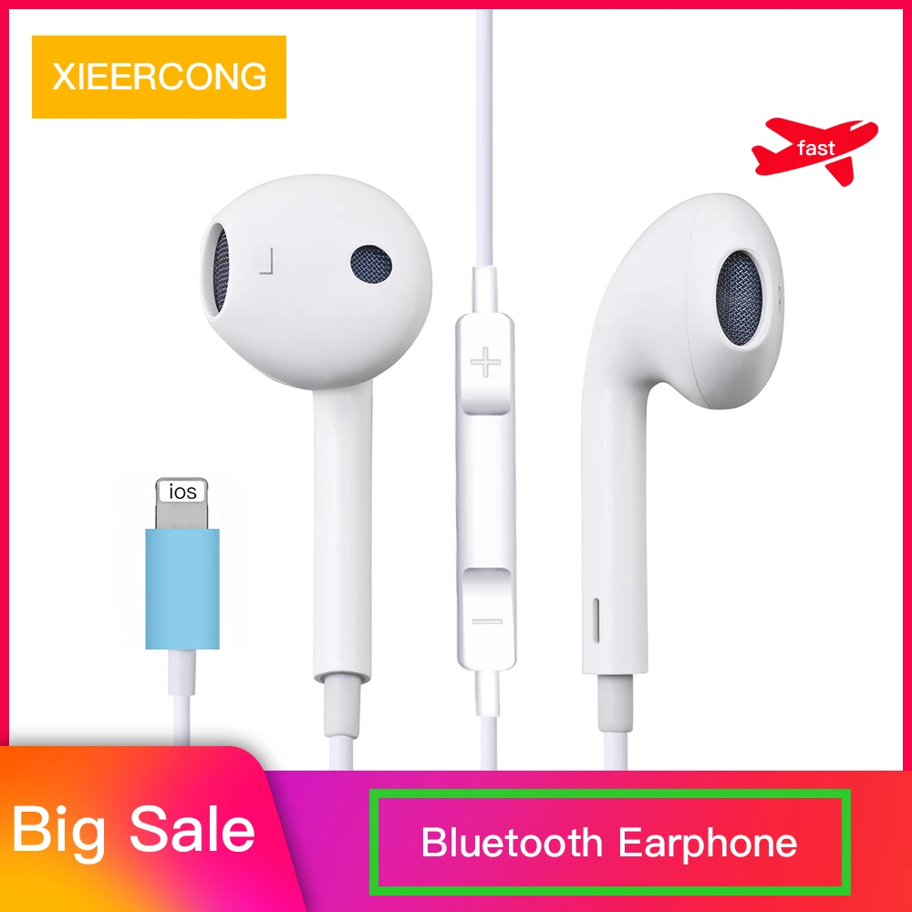Проводные игровые стереонаушники вкладыши с Bluetooth и микрофоном для iPhone 8 7 Plus X XR XS