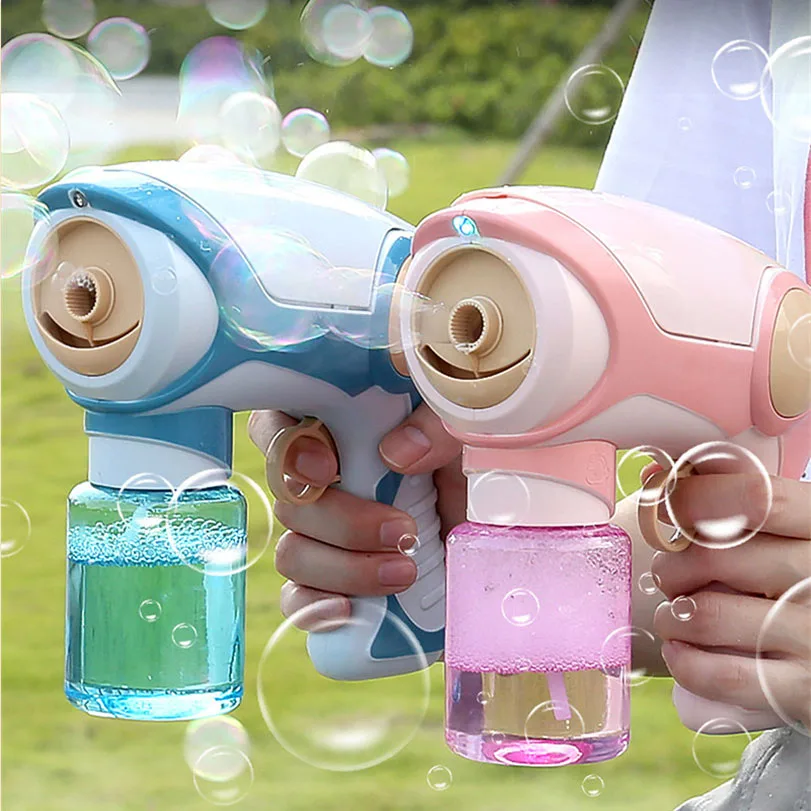 New Summer Smoke Fog Spray Magic Bubble Electric Automatic Machine Gun Toy For Boys Girls Water Party Sport Toys Outdoor Blower