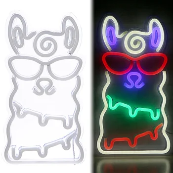 

1pc Cute Creative Alpaca Shaped Night Lamp Neon Light Atmosphere Light for Living Room