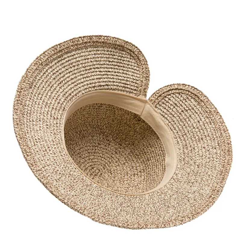 Соломенная вязаная шляпа от солнца, широкие свисающие поля, летние шляпы для женщин, Пляжная Панама, соломенный котелок, Панама, шляпа Femme, Солнцезащитная шляпа