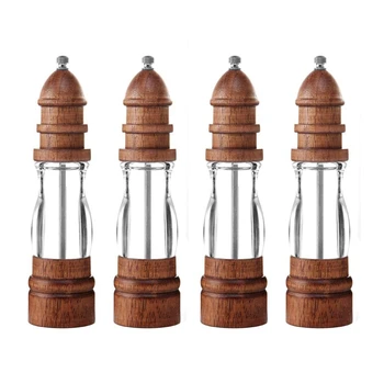 

Antique Pepper Salt Mill Grinder Solid Wood and Acrylic Bottle Hand Ceramic Grinding Mechanism Spice Pepper Kitchen BBQ Mills