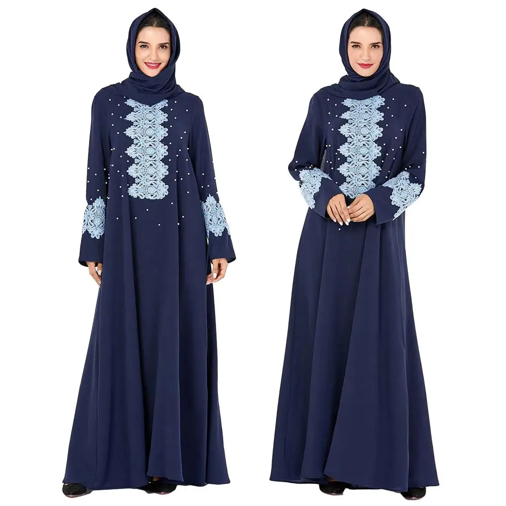 Этническое мусульманское длинное платье abaya женское Макси вышивка кафтан исламский хиппи платье свободные бусины арабский jilbaw халат осеннее платье новое