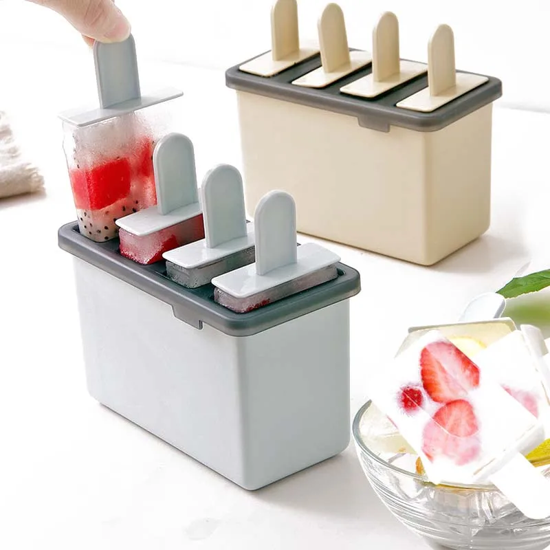 4 ячейки практичный DIY Popsicle классическая форма для изготовления мороженого поднос производитель PP замороженный кубик льда леденец плесень бытовые кухонные инструменты для приготовления пищи