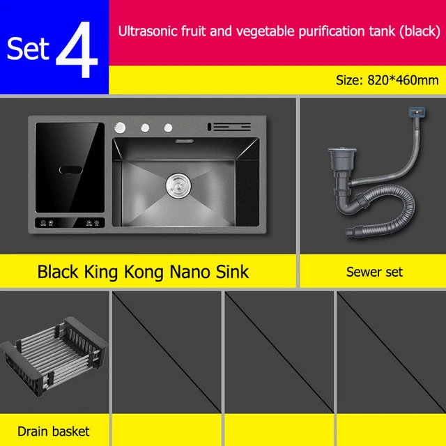Intelligent Kitchen Sink 304 Stainless Steel Vegetable Sink Ultrasonic