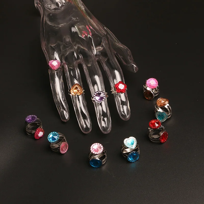 10pcs Kids Girls Child Princess Random Heart Flower Rings Sweet Party Jewelry Accessories Christmas Gifts Play Finger Ring finger ring,jewelry accessories