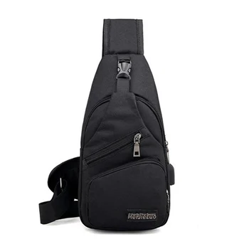 

Outdoor Sports Men Chest Bag Large Capacity Waterproof Lightweight Multi Functional Man One Shoulder Bag with USB Interface