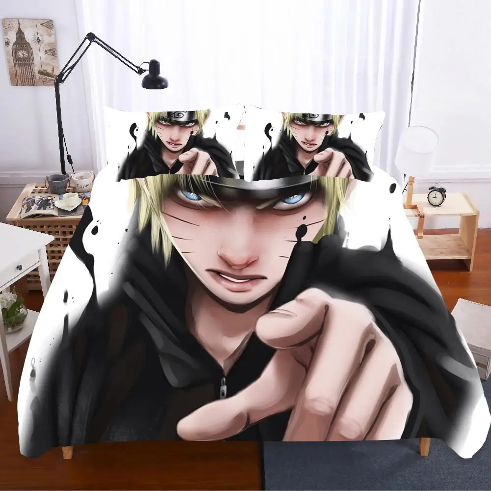 

NARUTO 3D King Size Biography Polyester Bedding Set Polyester/ Cotton Home Textiles Bedding Set High Qualified And Linen Bed Se
