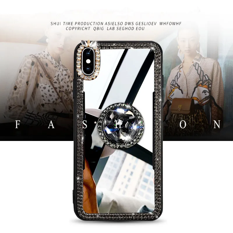 For Samsung Galaxy S21 Plus S22 Ultra S23 S24 Plus A14 A31 A71 Mirror Diamond Makeup Woman Holder Case