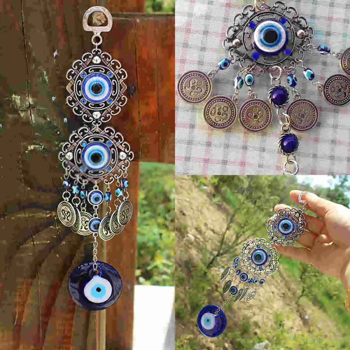 New Wind Chimes Retro Turkish Blue Evil Eyes Amulet Wall Protection Hanging Lucky Pendant Hanging Garden Home Decorations