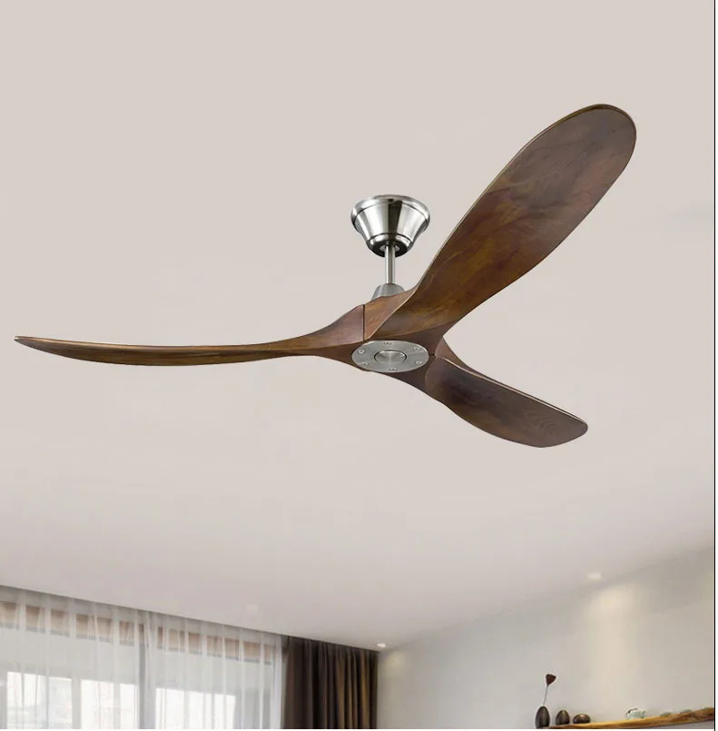 60 70 Inch Large Ceiling Fan Only Remote Control DC Motor Reverse Wood Blades Fans Lighting High Quanlity Design Wooden Fans 3