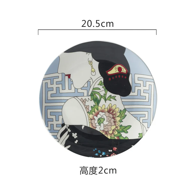 D Китайский традиционный Cheongsam шаблон обеденные тарелки креативный домашний Декор керамическая тарелка для еды Чи-Пао изображение блюда для еды - Цвет: D