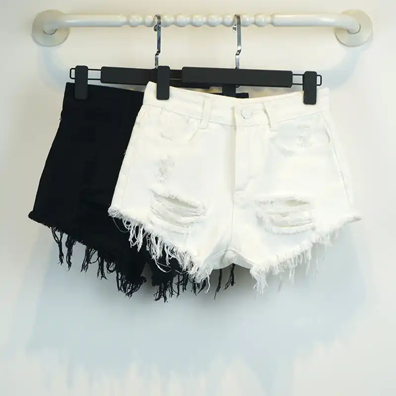 black ripped shorts womens