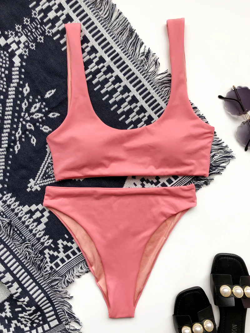 High waist bikinis 2020 Bandeau swimsuit women swimwear female mujer Sports Vintage bathing suit Two piece suit biquini