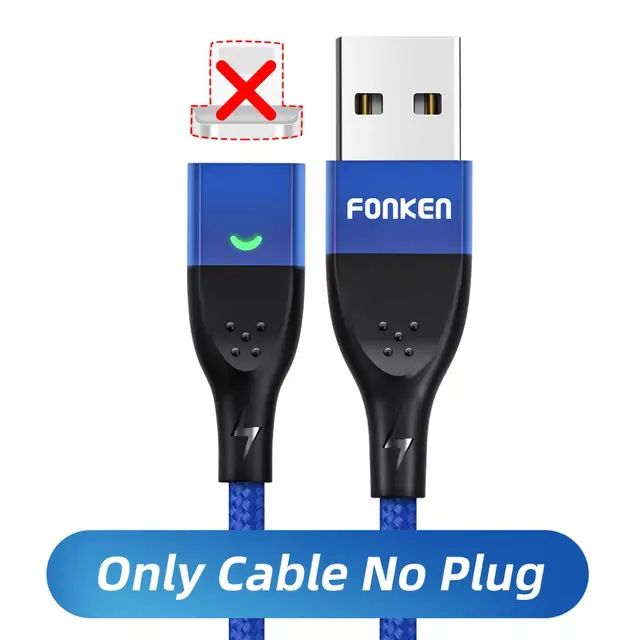 FONKEN Magnetic Cable Micro USB Type C Magnetic Charging Cables Magnetic Charger for iPhone Samsung Huawei Xiaomi Quick Charge Blue Cable no Plug