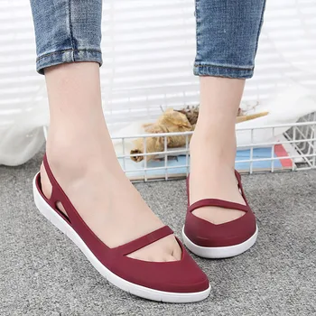 

New Women Jelly Shoes Hollow Out Shallow Flat Ladies Slip on Casual Loafers Breathable Comfort Soft Woman Beach Shoes Summer